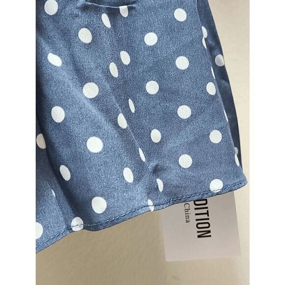 💙 NWT Modest Retro Vintage Polka Dot Long Sleeve Blue Midi Dress SIZE L - Picture 15 of 16